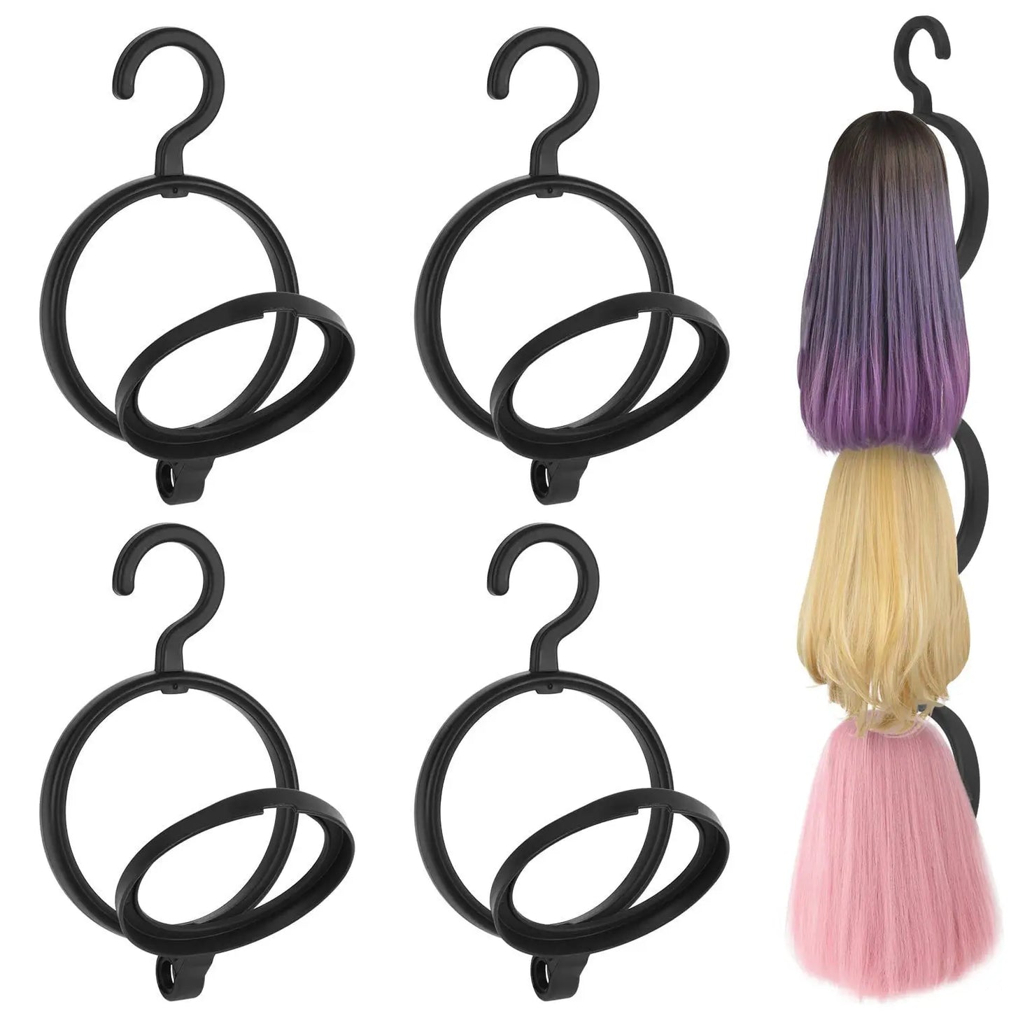 4-Pack Portable Wig Display Stand | Plastic Wig Hanger & Drying Rack for Multiple Wigs