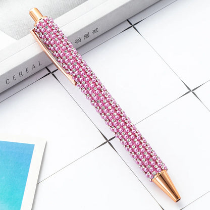 Lytwtw Pearl Rhinestone Ballpoint Pen – Luxury Rose Gold Metal Pen for Wedding, School & Office Supplies