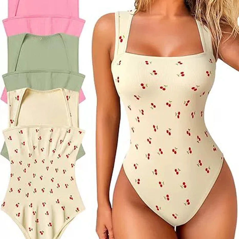 EOTVOTEE Women’s Sleeveless Square Collar Bodysuit – Chic Spring/Summer 2025 Fashion, Comfortable Fit