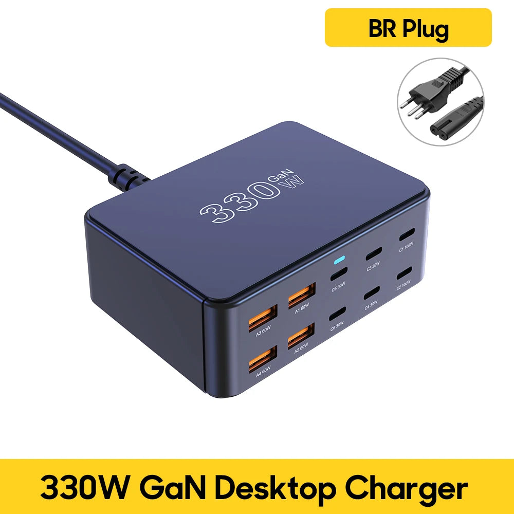 800W USB-C GaN Fast Charger - 100W PD3.0 PPS QC3.0 Multiport Charging Station for iPhone, Samsung & Laptops