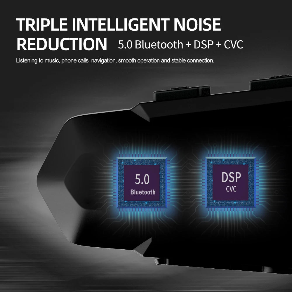 1/2 X1 Bluetooth Motorcycle Helmet Intercom Headset – 1000M Wireless Intercom for 2 Riders, Hands-Free Moto Interphone Call