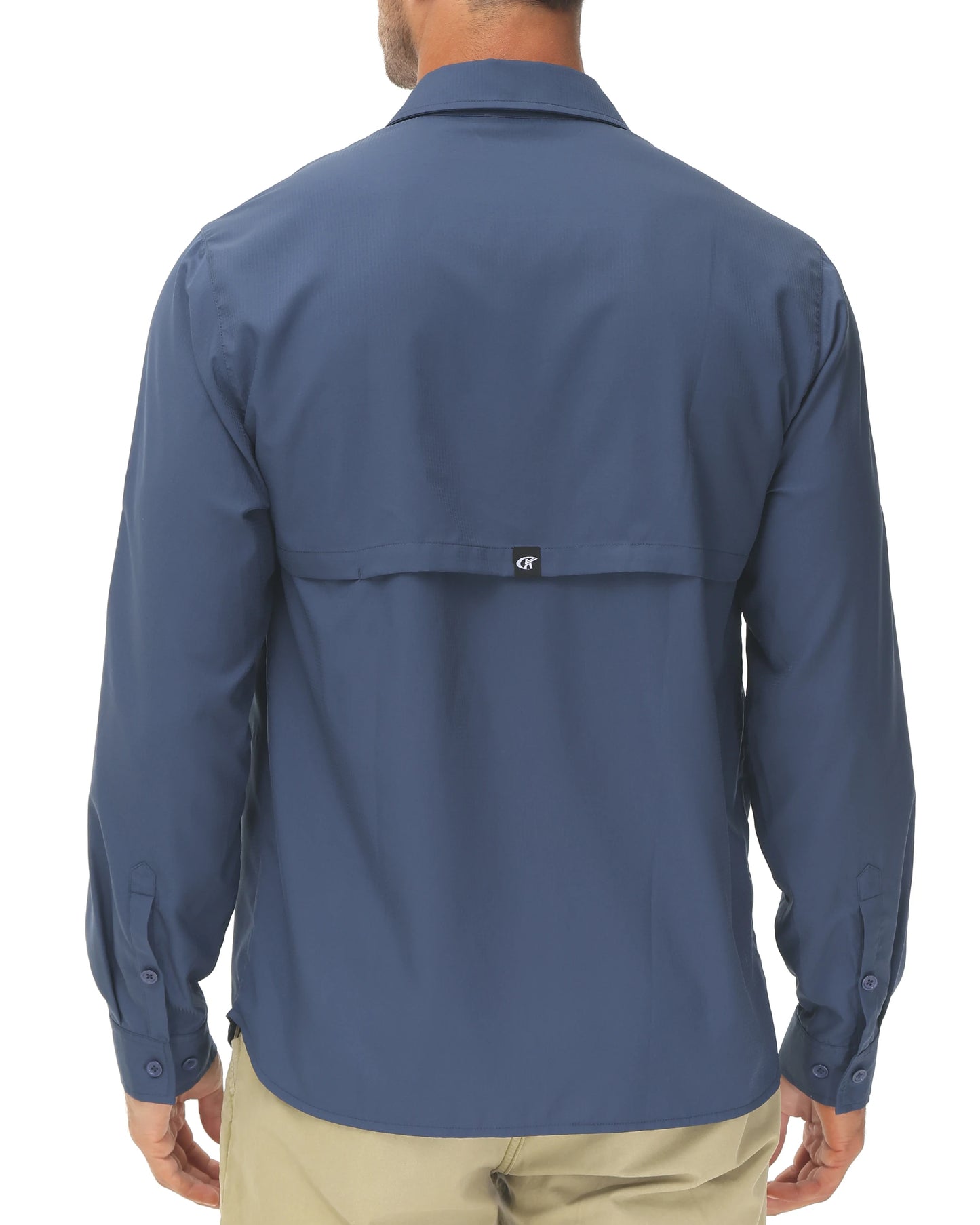 Men's UPF 50+ Long Sleeve Fishing Shirt – Sun Protection Breathable Hiking & Work Shirt with Zipper Pocket
