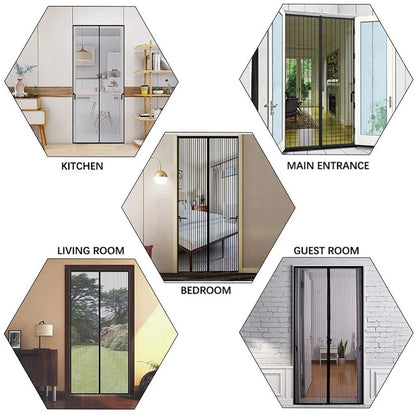 New No-Punch Magnetic Screen Door Curtain - Automatic Closing Anti-Mosquito Insect Fly Bug Protection for Household Ventilation