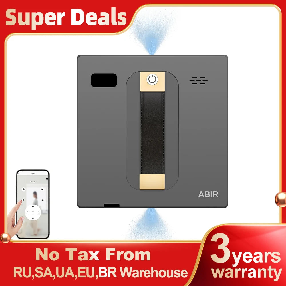ABIR WD8 Robot Window Vacuum Cleaner – Dual Ultrasonic Spray, APP & Remote Control, Smart Home Glass Mop & Auto Wall Cleaning Robot
