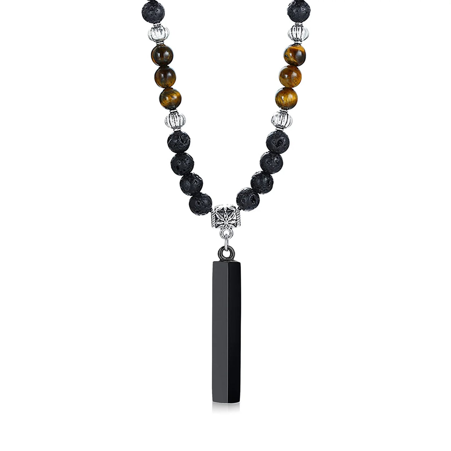 Men's Tibetan Phurba Kilaya Necklace – Tiger’s Eye & Lava Stone Spiritual Dagger Jewelry