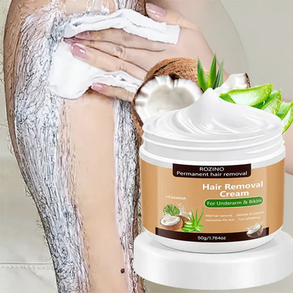50g Coconut Hair Removal Cream - Smooth Skin Depilatory Cream for Lips, Underarms & Legs