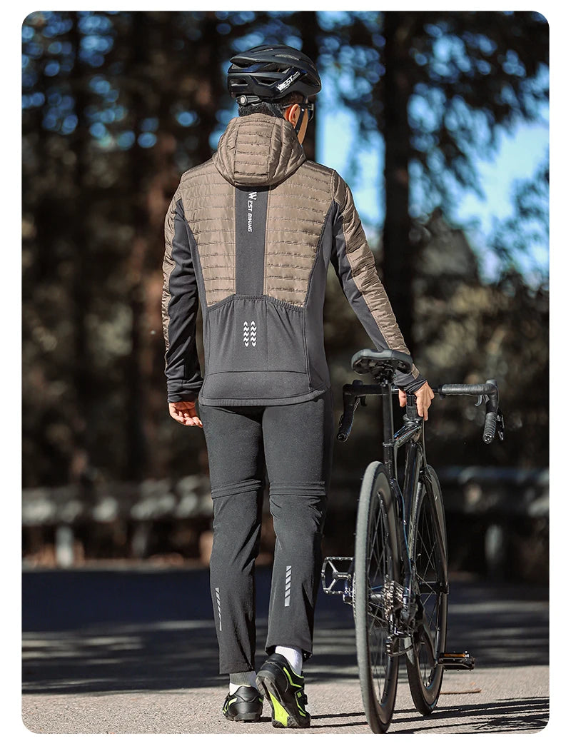 WEST BIKING Men's Winter Cycling Jacket - Thermal Fleece Windbreaker for MTB & Motorcycle, 0℃-15℃