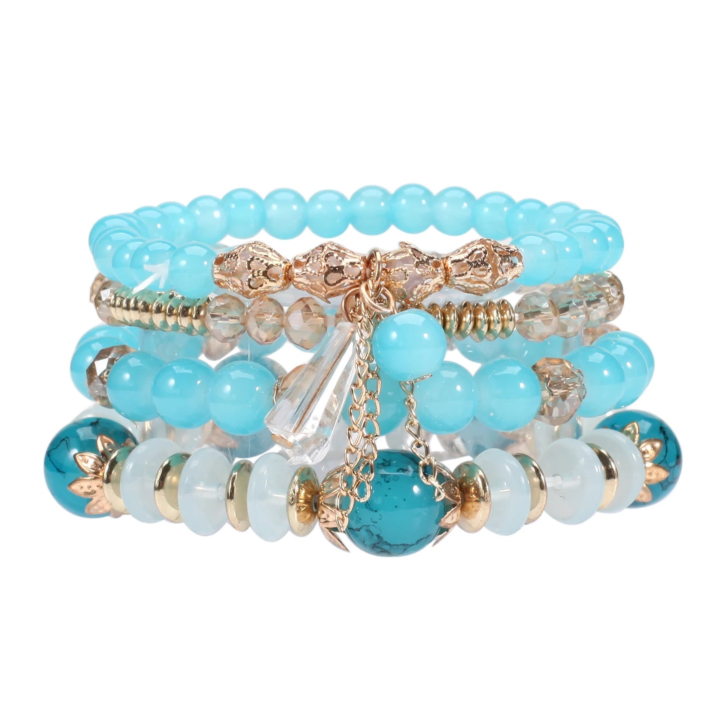 Bohemian Stackable Bead Bracelets - Multilayer Charm Stretch Bangles for Women