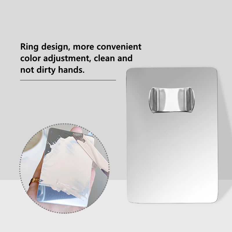 Ring Cosmetics Makeup Mixing Palette – Stainless Steel with Spatula for Toning, Concealer, Lipstick & Liquid Foundation Mixing