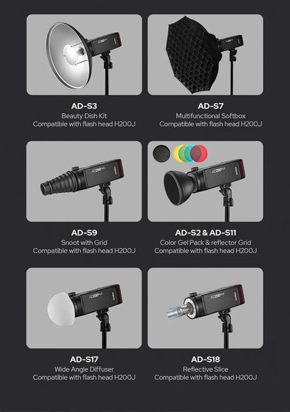 Godox AD200Pro II TTL Wireless Camera Pocket Flash – 2.4G, Compatible with X1T for Nikon, Canon, Sony, Fuji, Olympus