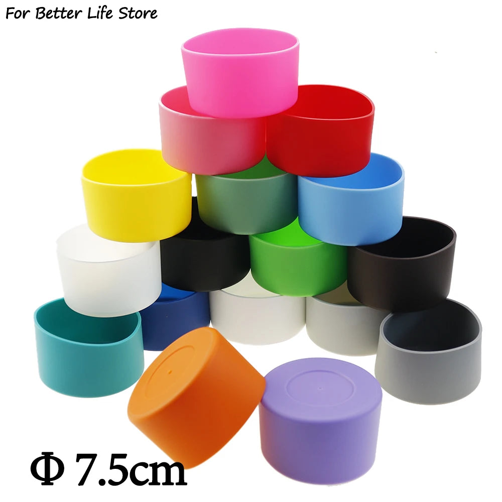 For Better Life , 7.5cm Soft Silicone Cup Bottom Protector Sleeve - Anti-Damage Accessory for Glass Water & Tea Bottles