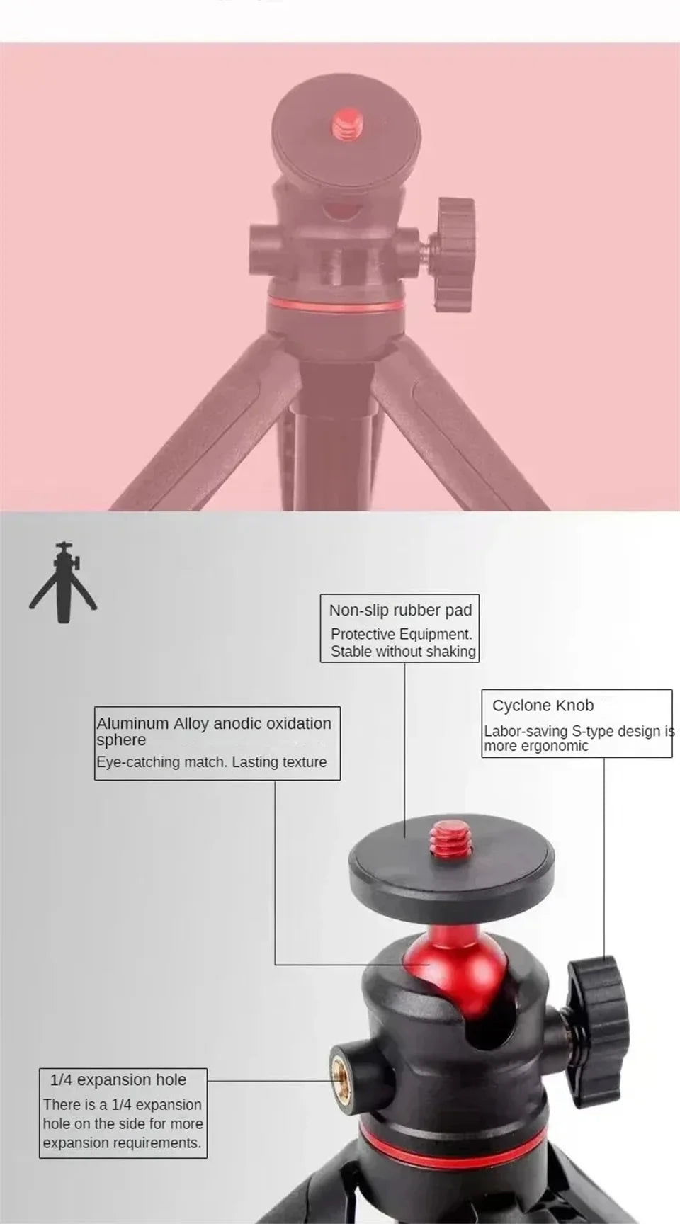 FGCLSY Extension Pole Tripod – Mini Selfie Stick Tripod Stand Handle Grip for GoPro, Insta360, DJI Action & Pocket Cameras