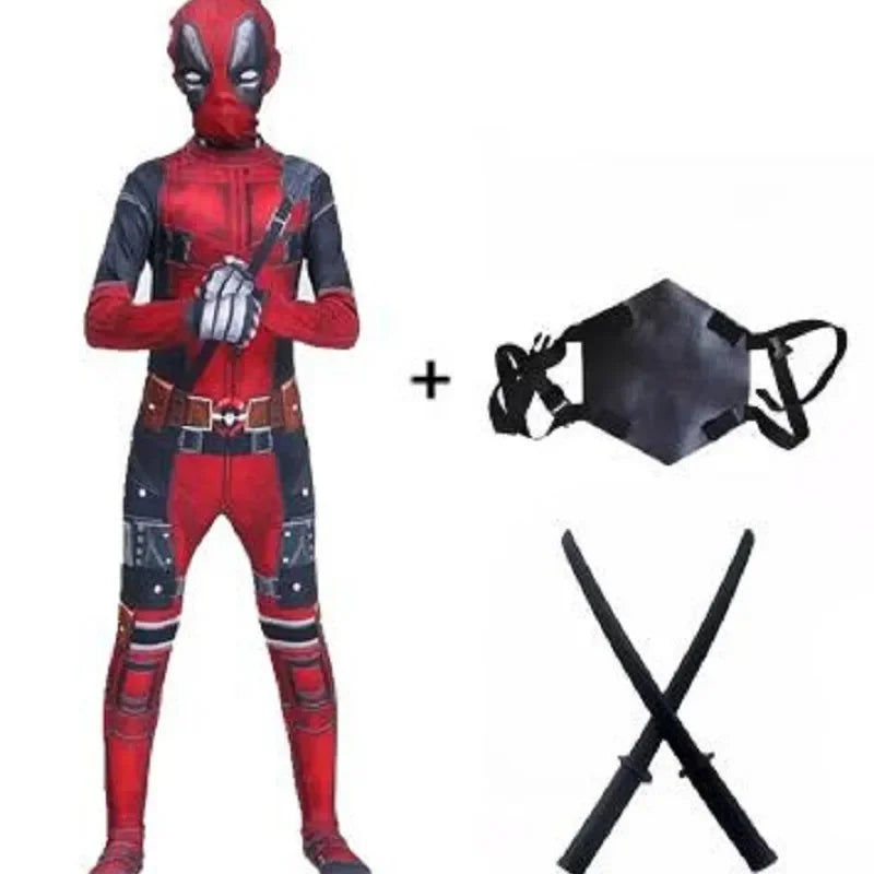 Deadpool Kids Halloween Cosplay Costume – Superhero Jumpsuit for Children
