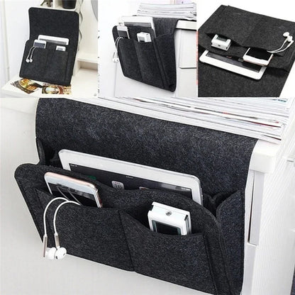 Felt Bedside Storage Organizer — Anti-Slip Hanging Pouch for Bed & Sofa