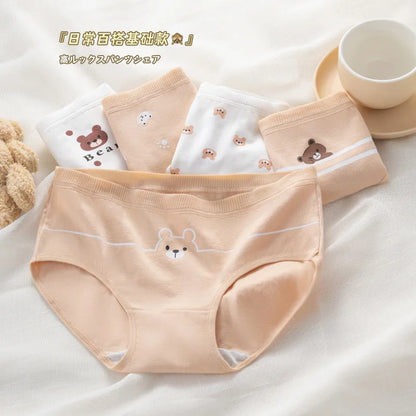5-Piece Cotton Panties Set – Strawberry Bear Cartoon Girls’ Briefs, Sexy Women’s Underwear & Lingerie