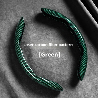 2-Piece Carbon Fiber Silicone Steering Wheel Cover — 38cm (15 Inch) Anti-Skid Car Accessory