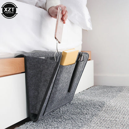 Felt Bedside Hanging Organizer — Phone, Book & Magazine Storage Pockets for Bed & Sofa