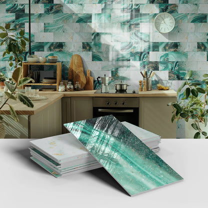 16PCS Marble Pattern Wall Stickers - Waterproof Oil-Proof PET Foam Kitchen Backsplash & Decorative Wallpaper Panels