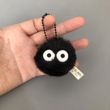 Black Plush Matchstick Doll Keychain - Cute Pompom Backpack Pendant and Clothing Accessory
