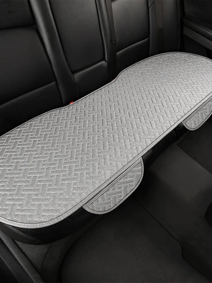 Universal Linen Car Seat Cushion - All-Season Driver Seat Cover with Small Waist Support