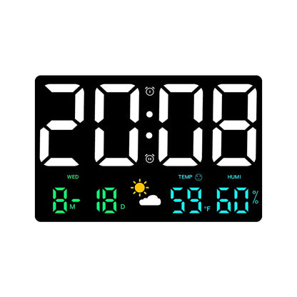 High-Definition Large-Screen Digital Wall Clock – Multi-Function Weather Clock with Temperature, Humidity Display & Color Alarm