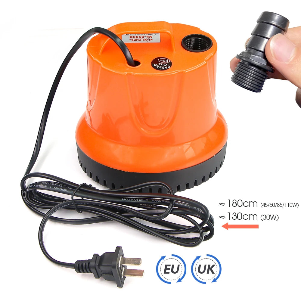 220V Submersible Water Pump - 30W–110W Bottom-Suction Silent Pump for Garden Water Features and Fish Tanks