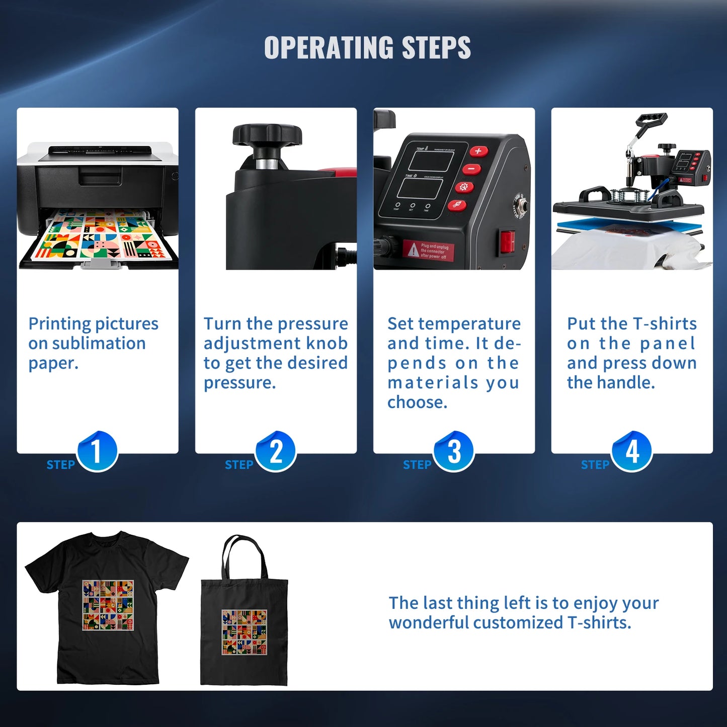 SucceBuy 5-in-1 Heat Press Machine – 12x15in Clamshell Sublimation Printer with Digital Temperature Control