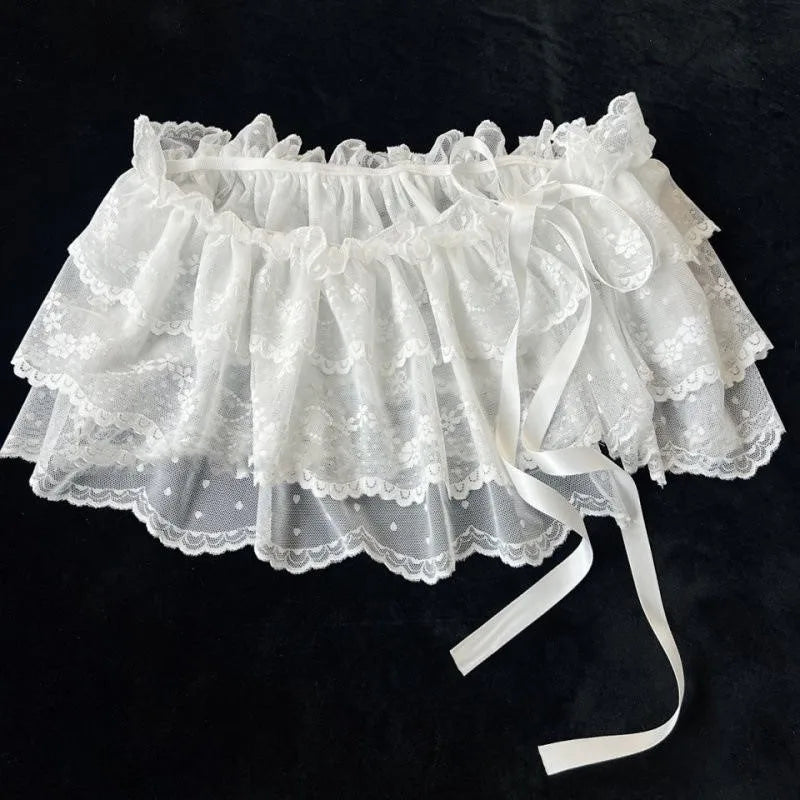 Y2K Lace Mini Skirt -  High Waist Ruffled Pleated Layered Streetwear