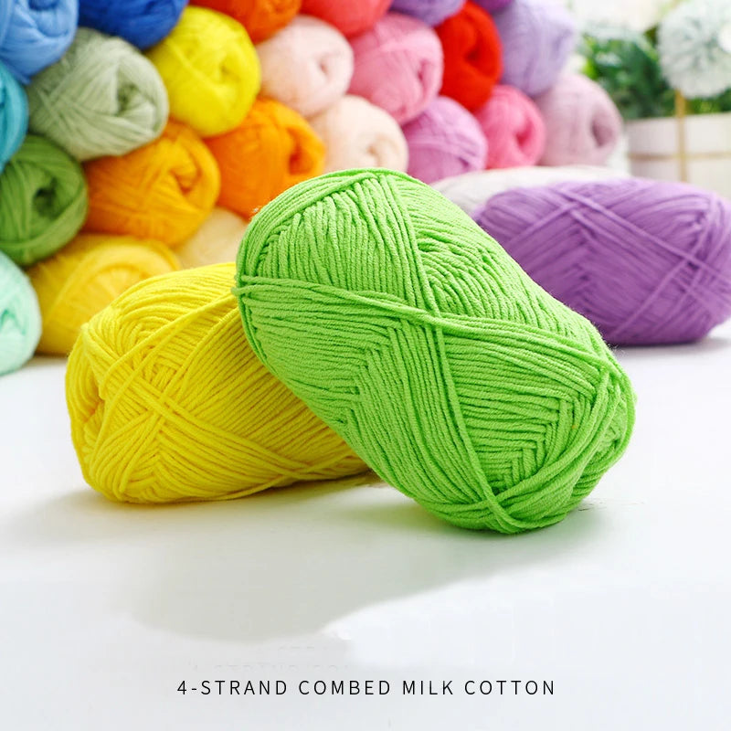 40-50g/Set 4ply Milk Cotton Knitting Yarn – Dyed Lanas for Crochet, Sweaters, Hats & Dolls, Affordable Craft Supplies