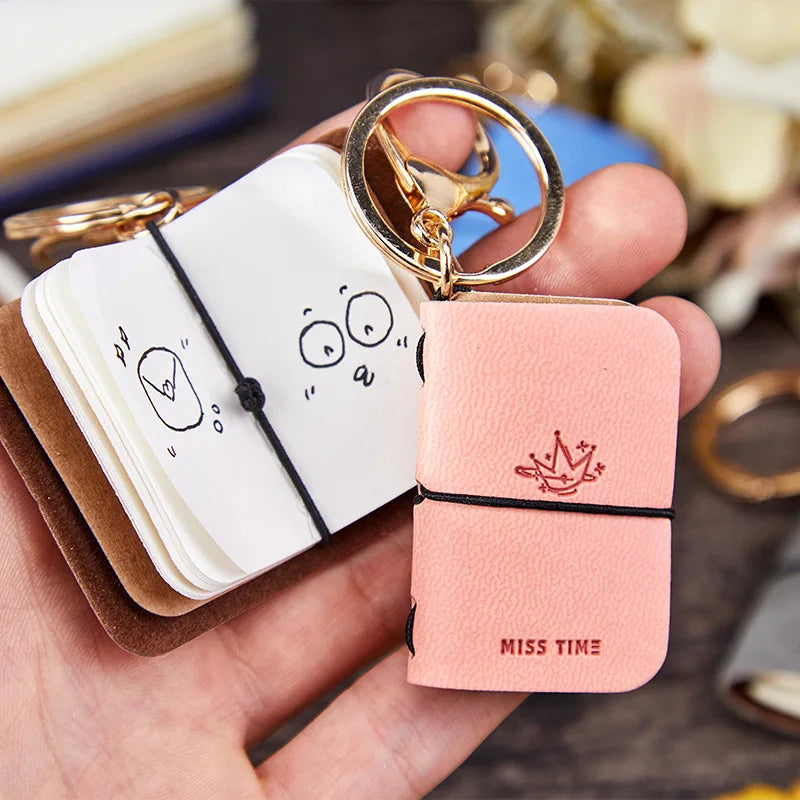 Mini PU Journal Keychain - Portable Leather Diary & Backpack Notebook Charm