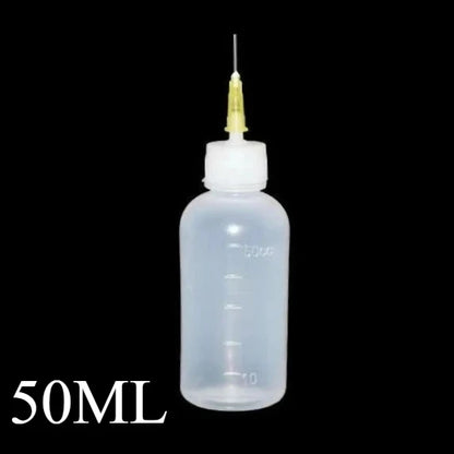 50ml Empty Plastic Precision Needle Bottle – Rosin Flux & 502 Glue Dispenser for Soldering, iPhone Repair & Electronics Tools
