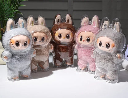 Labubu Transparent Protective Cover – Stuffed Toy Display Bag, Mini Portable Storage Box for Labubu I & II Dolls