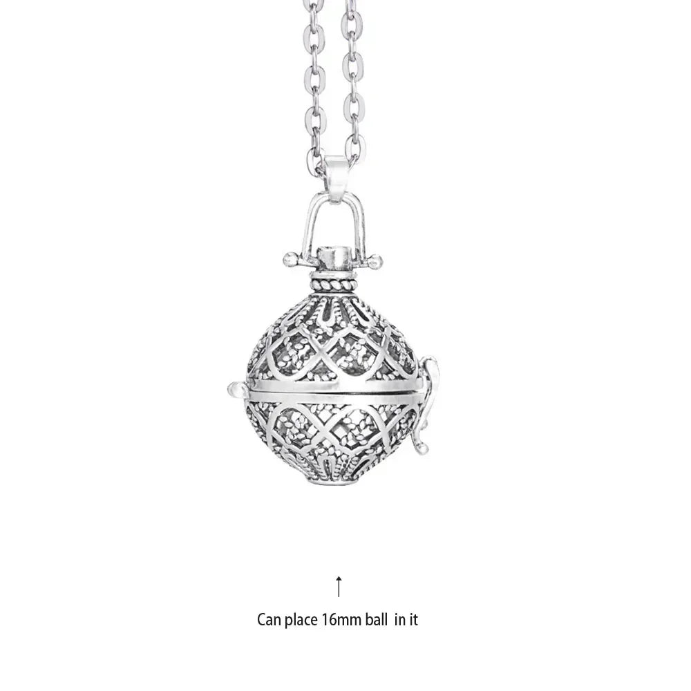 Vintage Mexico Angel Ball Chime Necklace – Antique Locket Aromatherapy Essential Oil Diffuser
