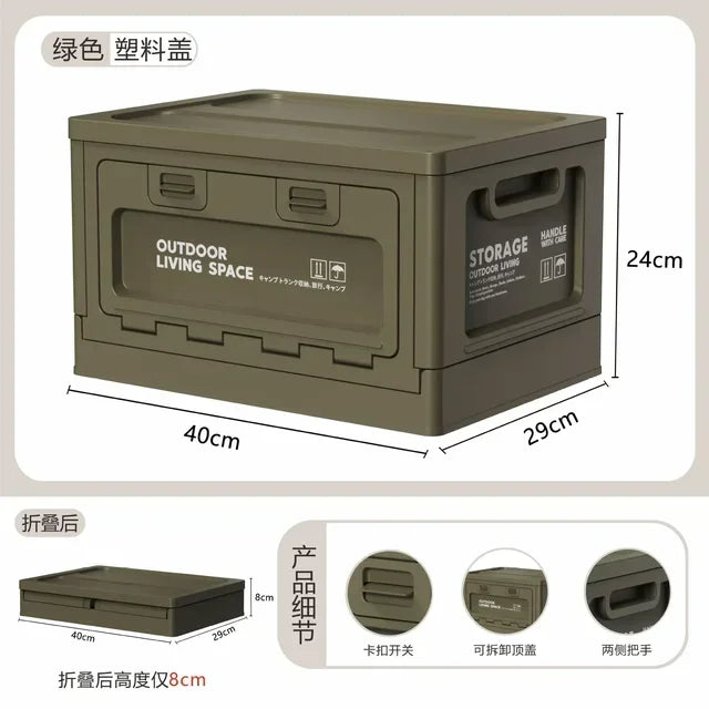 Camping Storage Box with Trunk Organizer - Multi-Functional Folding Outdoor Bench and Chopping Board for Picnics and Car Camping