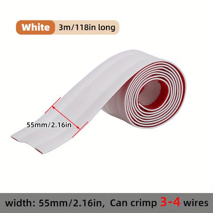 Self-Adhesive PVC Cable Protector Strip — Wire & Cord Insulation Cover, Wear-Resistant Trip Prevention Organizer