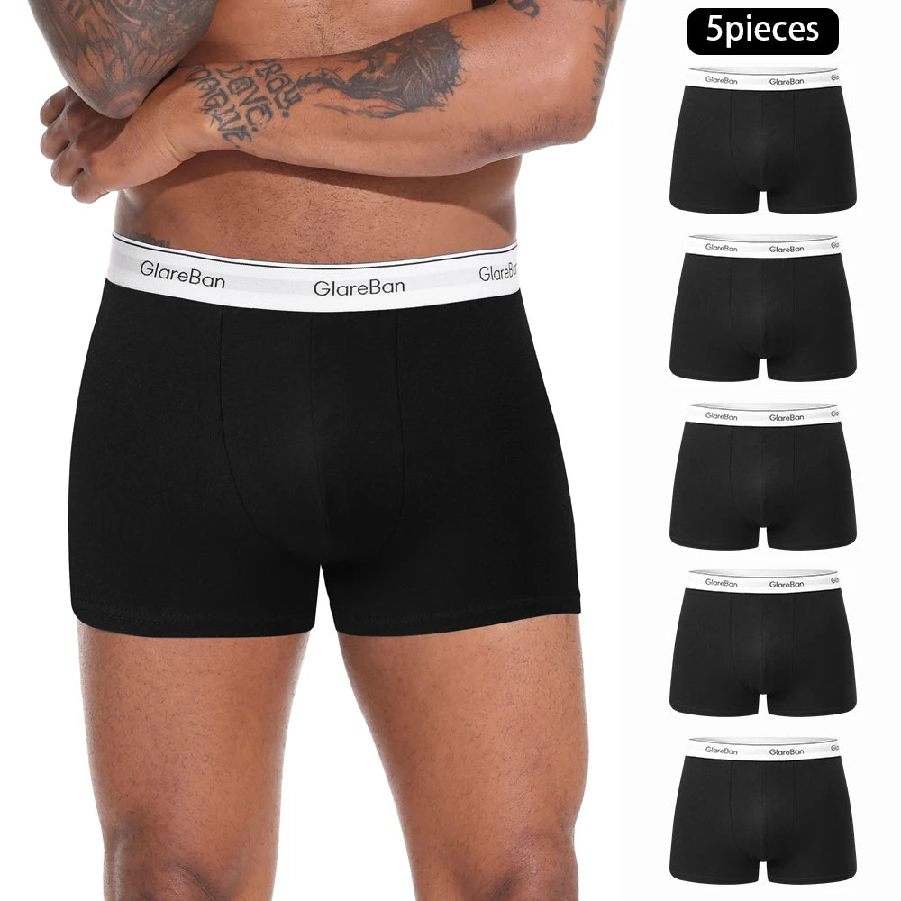 5-Pack Men’s Cotton Boxer Briefs – Soft Breathable Underwear Shorts for Men, Comfortable Luxury Stretch Boxer Shorts Set