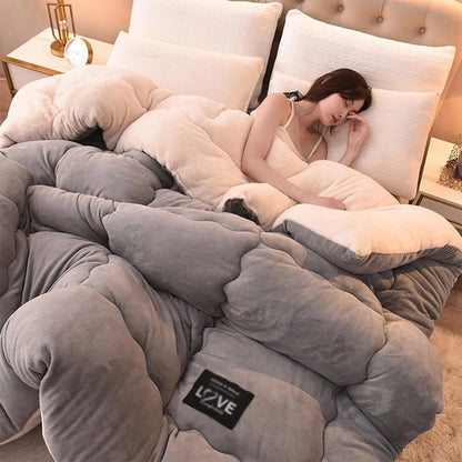 Thick Warm Flannel Fleece Comforter – Winter Bedding Quilt for Cold Nights