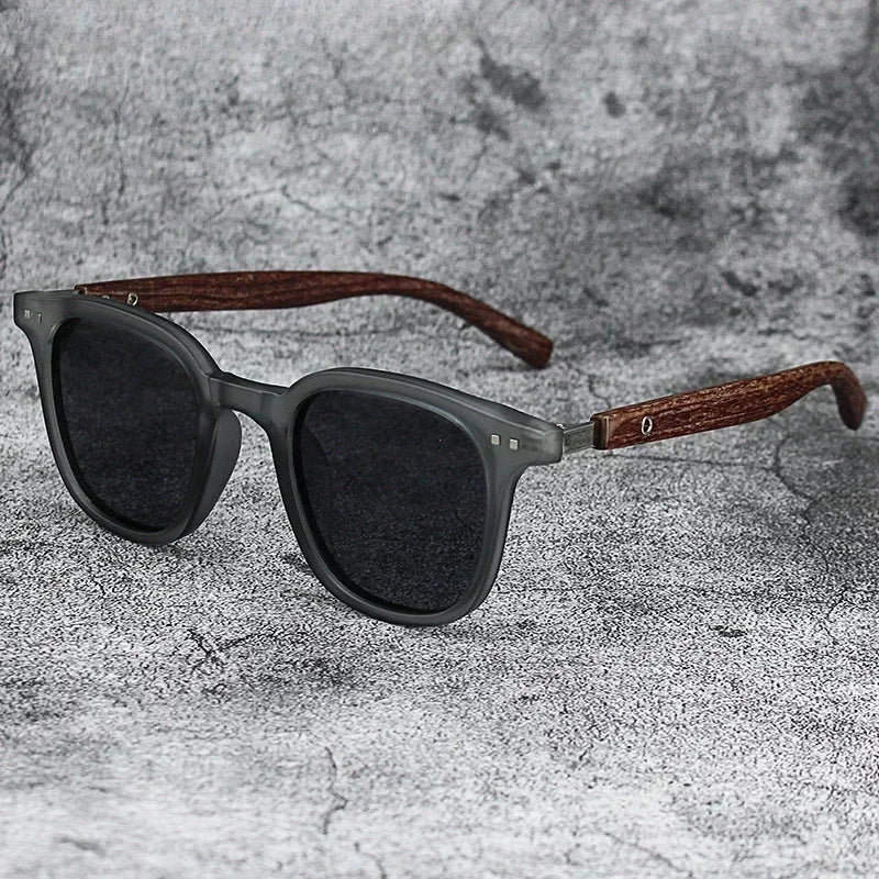 Retro Wood Grain Polarized Sunglasses for Men & Women – UV Protection Eyewear for Cycling, Outdoor & Street Photography