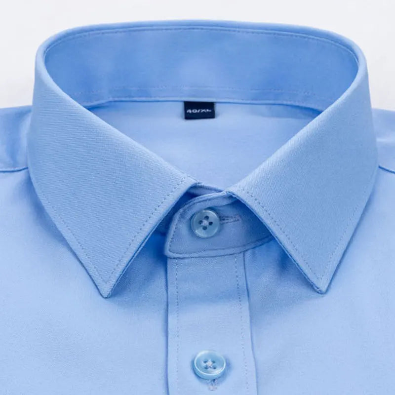 Men’s Wrinkle-Resistant Long Sleeve Shirt - Breathable Slim Fit Business Shirt for Spring & Autumn