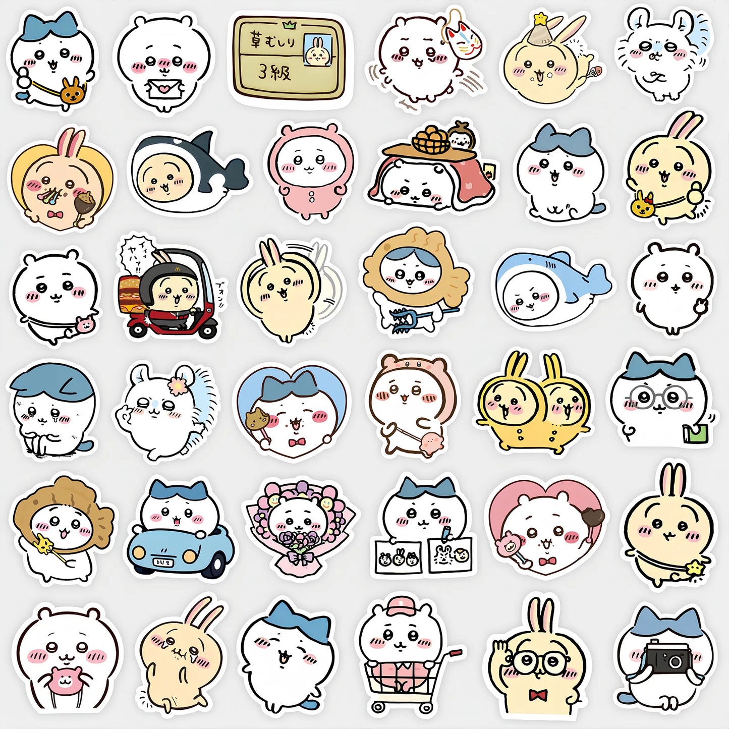 100PCS Kawaii Cartoon Sticker Pack - Cute Jiikawa Graffiti Decals for Laptop, Desk, Scrapbook & Stationery Decor