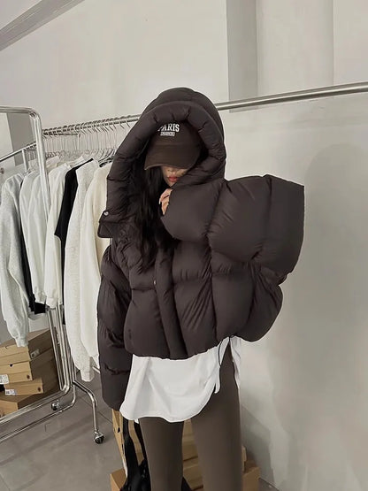 Trendy Women’s Winter Cotton Jacket – Loose Fit Fashion with Design Sense & Stylish Hat