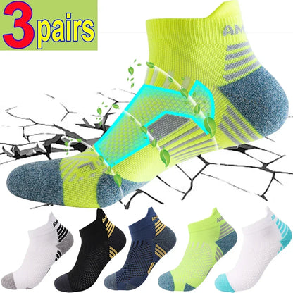 Breathable Compression Ankle Socks for Men & Women – Low Cut Athletic Running, Fitness & Marathon Performance Socks (1–3 Pairs)