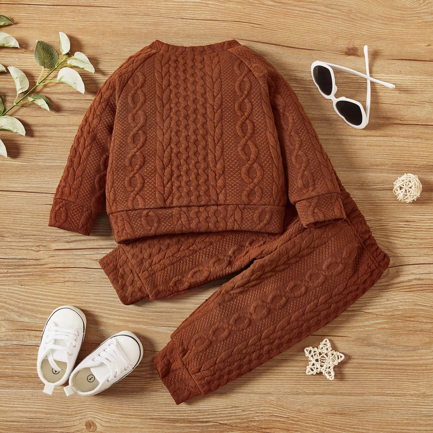 7 Colors Newborn Baby Clothes Set - Solid Long Sleeve Top & Pants, 2PCS Leisure Sport Outfit for Autumn & Winter