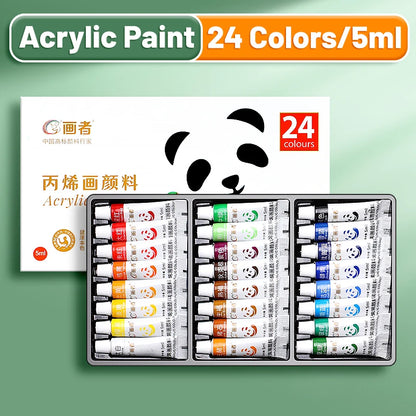 12-24 Color Acrylic Paint Set - Waterproof Rich Pigment Art Paints for DIY Crafts, Canvas, Rock and Creative Drawing