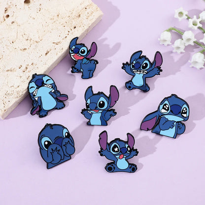 7 Pcs Lilo & Stitch Enamel Pins Set | Creative Stitch Brooches for Backpacks, Clothing & Accessories