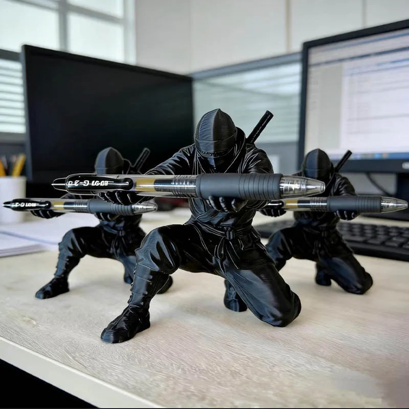 3D Printed Ninja Pen Holder - Creative Desktop Pencil Organizer Figurine and Unique Office Decor Craft
