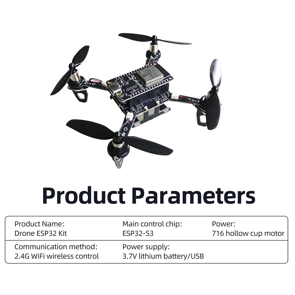 ESP32-S3 Mini Drone Kit - Open-Source DIY Quadcopter with Pre-Tuned PID Flight Controller for Embedded Programming