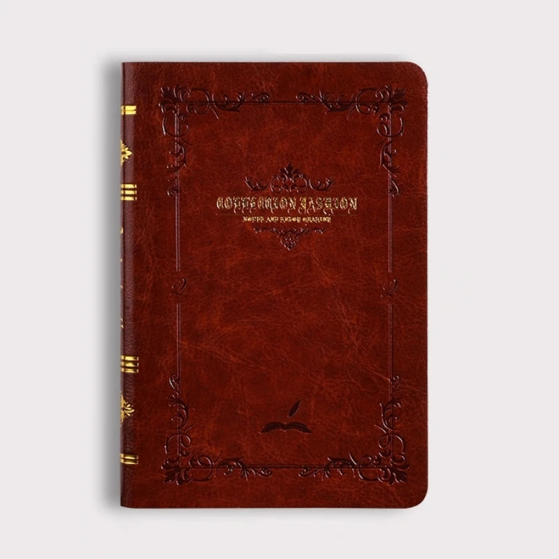 A6/A7 Vintage Hot Gold Printed Notebook – Cute Compact PU Leather Pocket Diary, Hard Shell School & Office Supplies