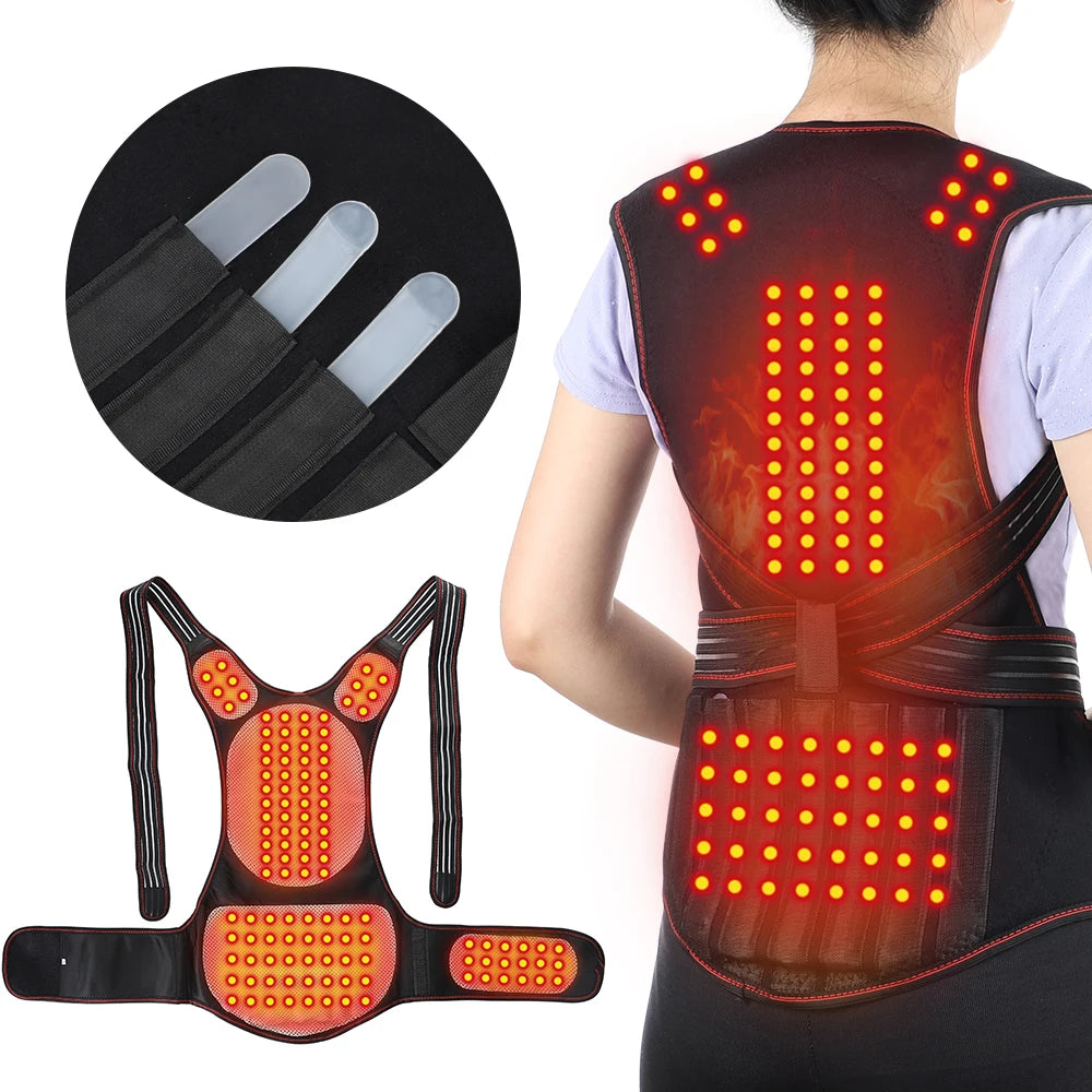 Tourmaline Magnetic Heated Vest — Self-Heating Thermal Waist Brace & Lumbar Support Corset for Posture Correction and Pain Relief