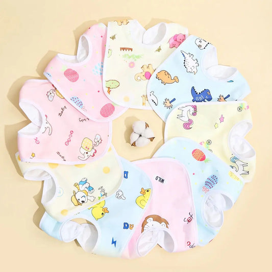 Cotton Baby Bib Set - 4/6/8/10PCS Waterproof Feeding Bibs & Toddler Scarf Protection for Newborn Boys Girls